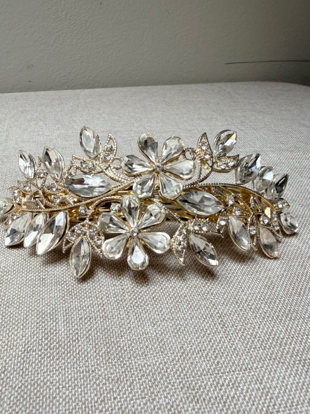 Gold Toned Rhinestone Conair Barrette Bridal Formal